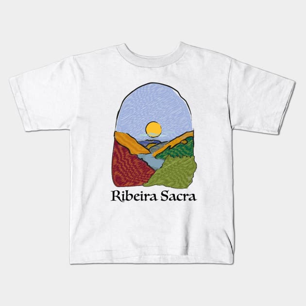 Riverside landscape in autumn Kids T-Shirt by Slownessi